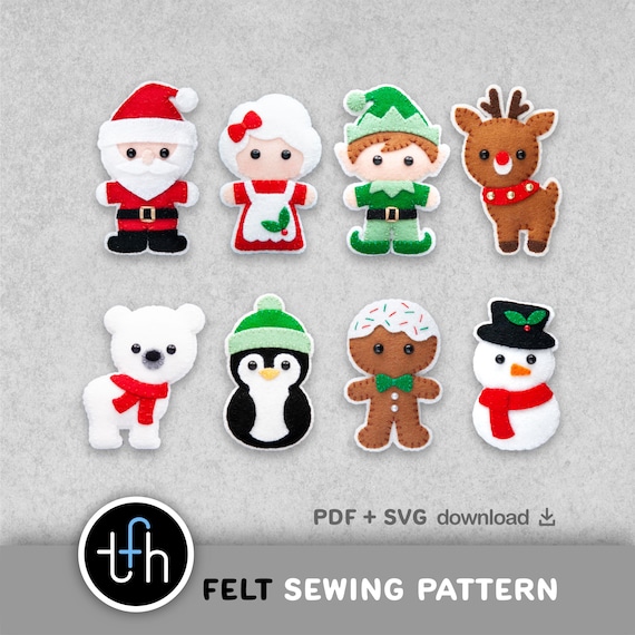 Sewing Pattern: Felt Christmas Character Ornaments