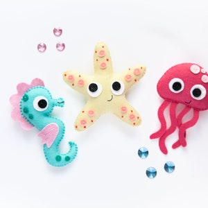 Pattern Felt Sea Creatures Whale, Fish, Turtle, Octopus, Starfish, Jellyfish, and Seahorse PDF Digital Sewing Tutorial Download image 10