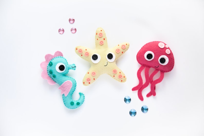 Pattern Felt Sea Creatures Whale, Fish, Turtle, Octopus, Starfish, Jellyfish, and Seahorse PDF Digital Sewing Tutorial Download image 10