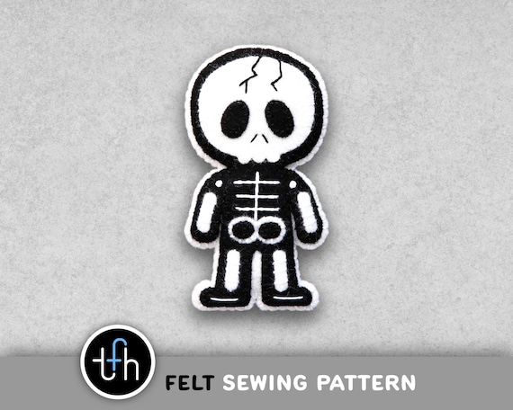 Pattern - Felt Skeleton Halloween Ornament - PDF Digital Sewing Tutorial Download with SVG File