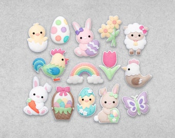 Pattern: Felt Easter Ornaments - Spring - Bunny, Lamb, Chicks, Egg Basket, Flowers, Butterfly - PDF Sewing Tutorial Download