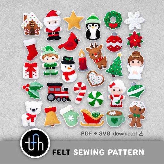 Sewing Pattern: Felt Christmas Ornaments (Traditional)
