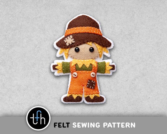 Felt Scarecrow Ornament Sewing Pattern (PDF Digital Download with SVG File)