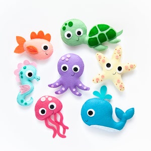 Pattern Felt Sea Creatures Whale, Fish, Turtle, Octopus, Starfish, Jellyfish, and Seahorse PDF Digital Sewing Tutorial Download image 3