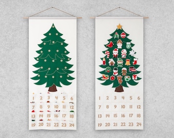 Patroon: vilten kerstadventskalender en 24 ornamenten - PDF-naai-tutorial downloaden met SVG-bestanden