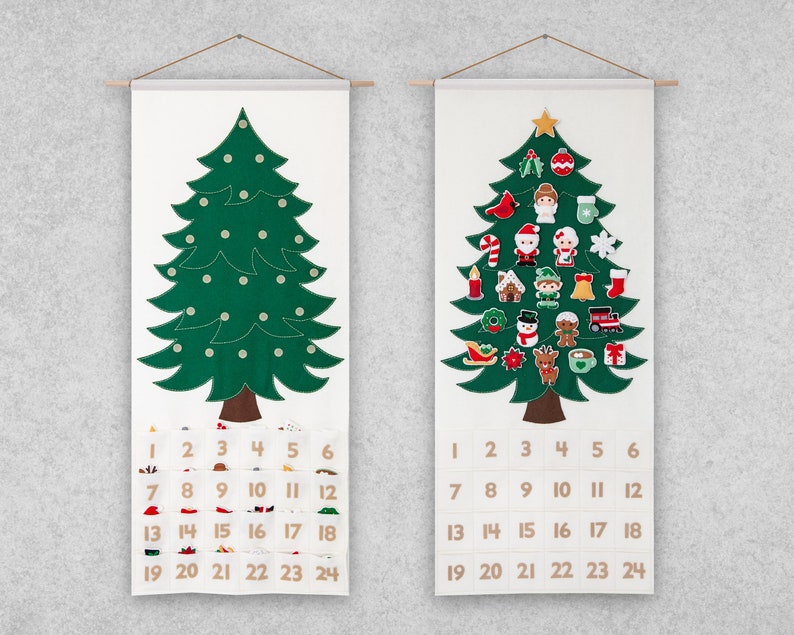 Pattern: Felt Christmas Advent Calendar and 24 Ornaments PDF Sewing Tutorial Download with SVG files 画像 1