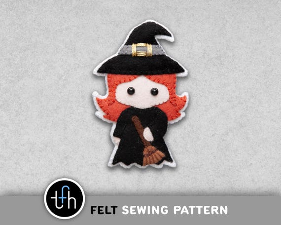 Felt Witch Halloween Ornament Sewing Pattern (Digital Download)