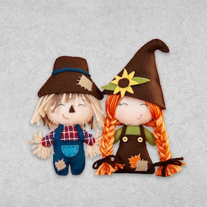 Pattern - Scarecrow and Fall Felt Plush Doll - PDF Digital Sewing Tutorial Download