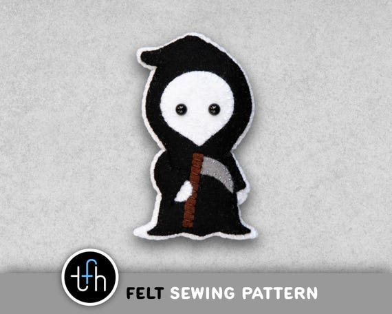 Pattern - Felt Grim Reaper Halloween Ornament - PDF Digital Sewing Tutorial Download with SVG File