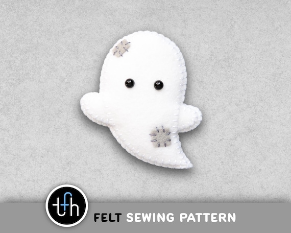 Pattern - Felt Ghost Halloween Ornament - PDF Digital Sewing Tutorial Download with SVG File