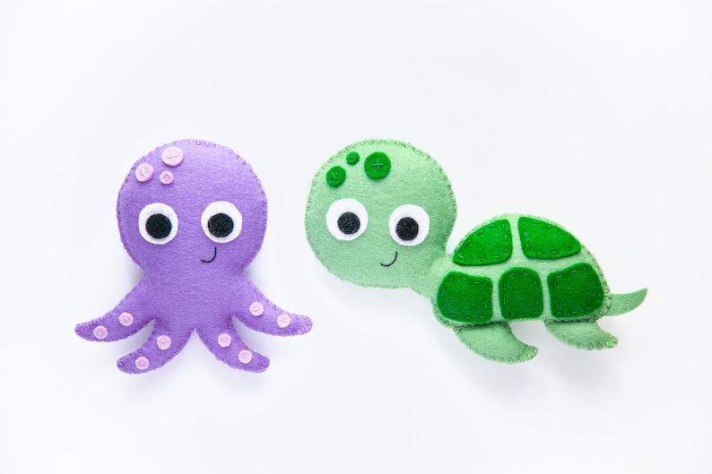 Pattern Felt Sea Creatures Whale, Fish, Turtle, Octopus, Starfish, Jellyfish, and Seahorse PDF Digital Sewing Tutorial Download image 9