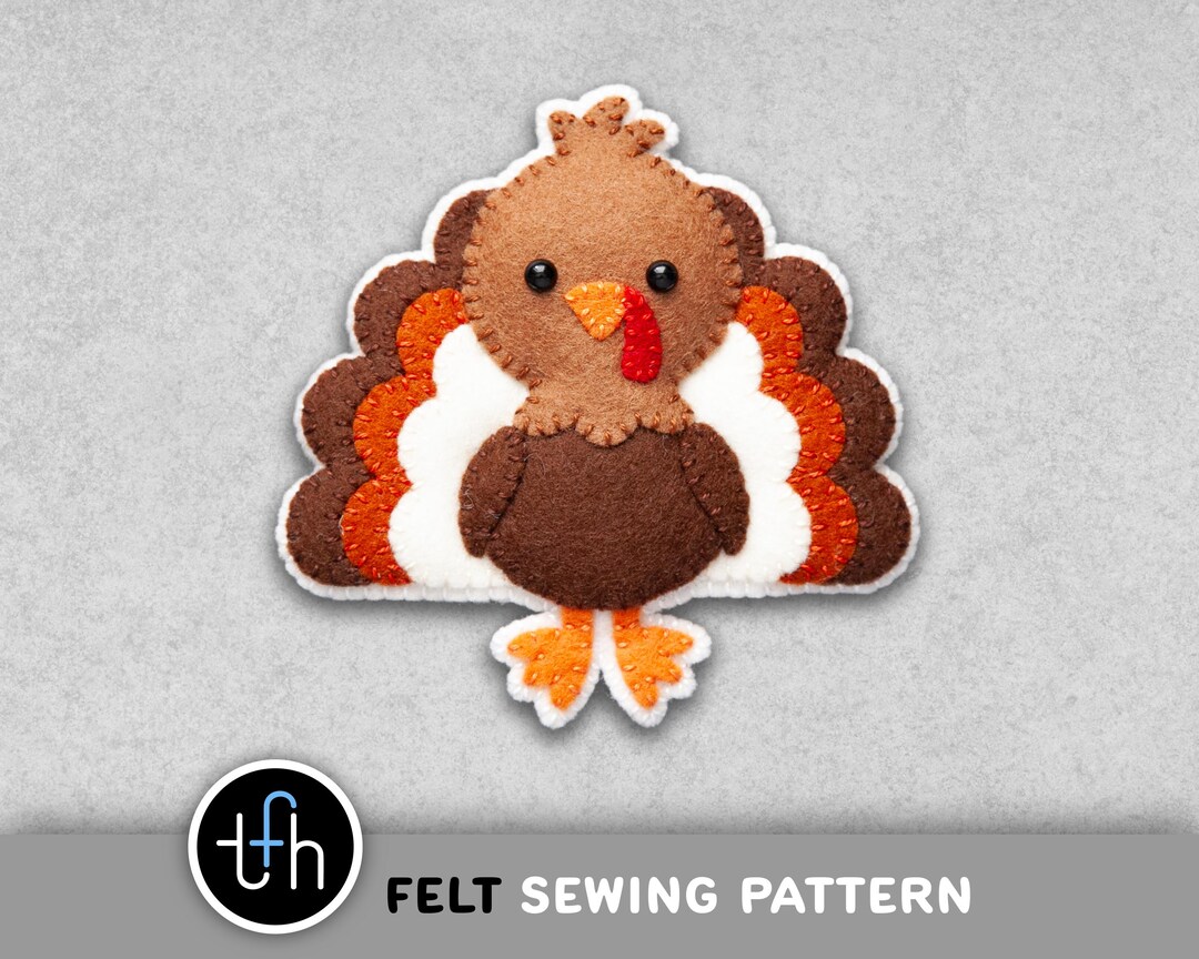 Button Turkey Pattern Felt Turkey Ornament Sewing Pattern (PDF Digital Download With SVG File ...