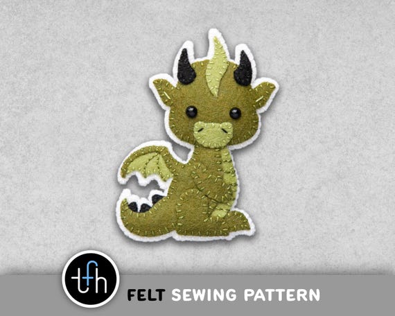 Felt Dragon Ornament Sewing Pattern (PDF Digital Download with SVG File)