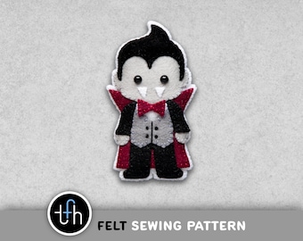 Felt Vampire Halloween Ornament Sewing Pattern (PDF Digital Download with SVG File)