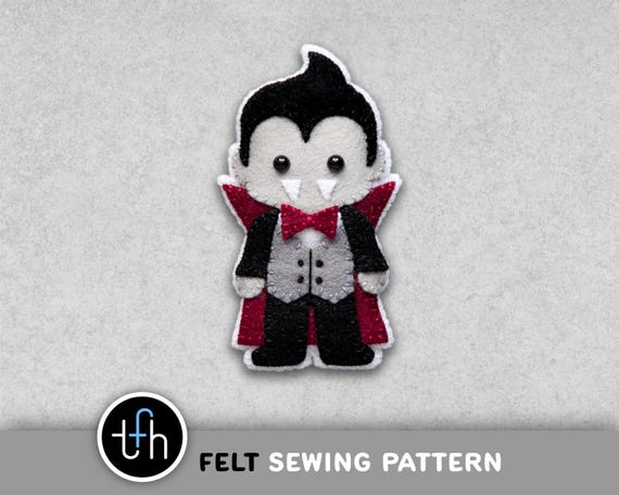 Felt Vampire Halloween Ornament Sewing Pattern (Digital Download)
