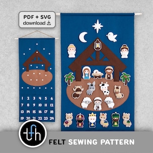 裁縫パターン：フェルトのキリスト降誕クリスマスアドベントカレンダー