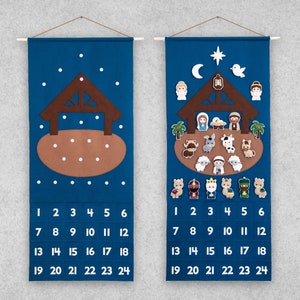 Pattern: Felt Nativity Christmas Advent Calendar with 24 Ornaments - PDF Sewing Tutorial Download - includes SVG files
