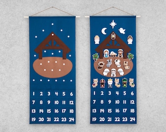 Pattern: Felt Nativity Christmas Advent Calendar with 24 Ornaments - PDF Sewing Tutorial Download - includes SVG files