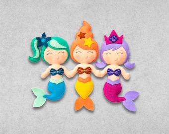 Pattern - Felt Mermaid Dolls - PDF Digital Sewing Tutorial Download plus SVG files