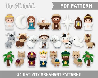 Felt Nativity Ornaments Pattern for Christmas - PDF Digital Sewing Tutorial Download