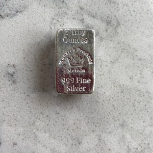 Hand poured .999 pure 2 oz silver bar