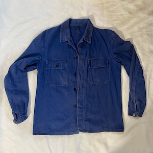 Mens Vintage Royal Blue French Utility Workwear Worker Chore Jacket M 40\u201d R18383