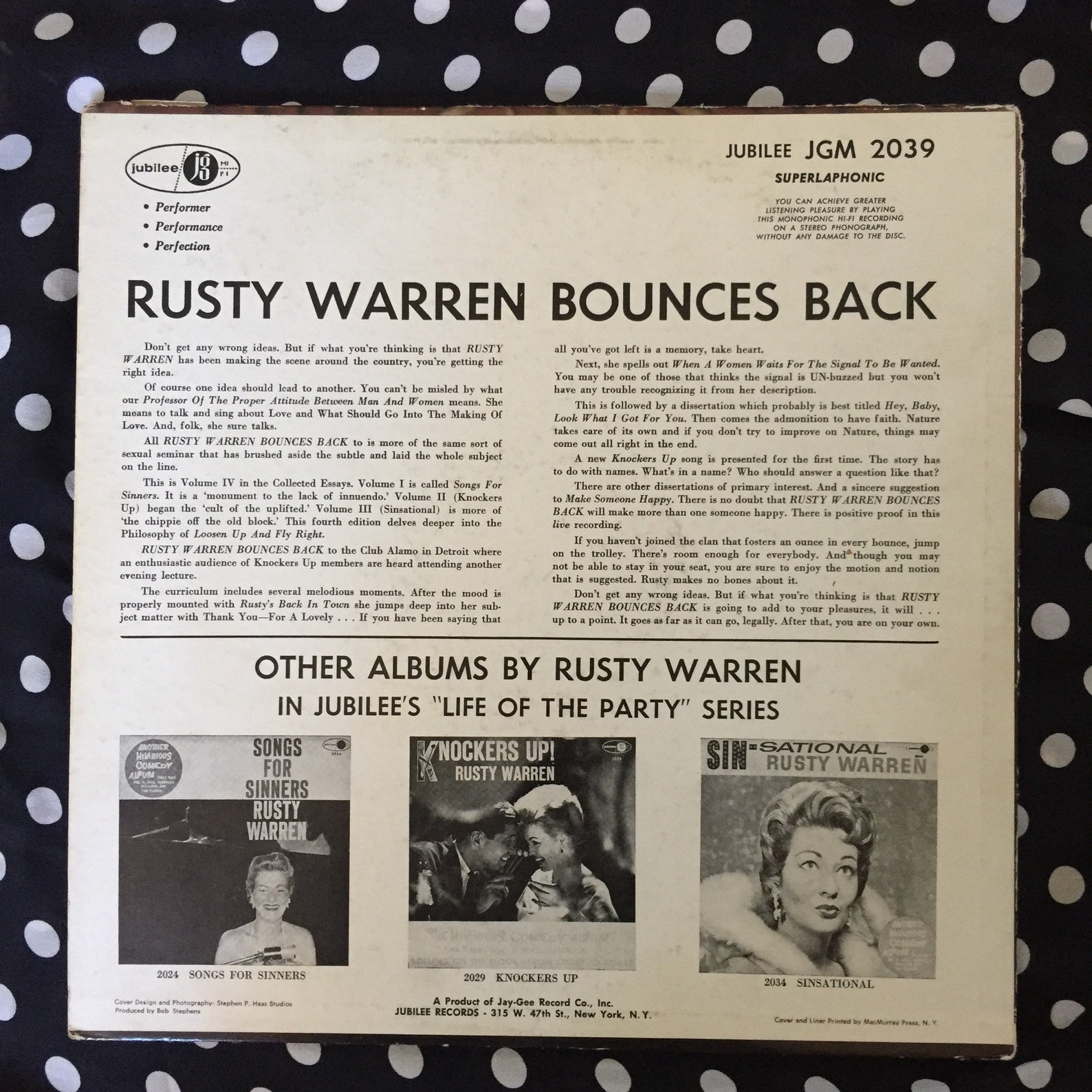 Rusty Warren Bounces Back LP vintage 1961 raunchy comedy | Etsy