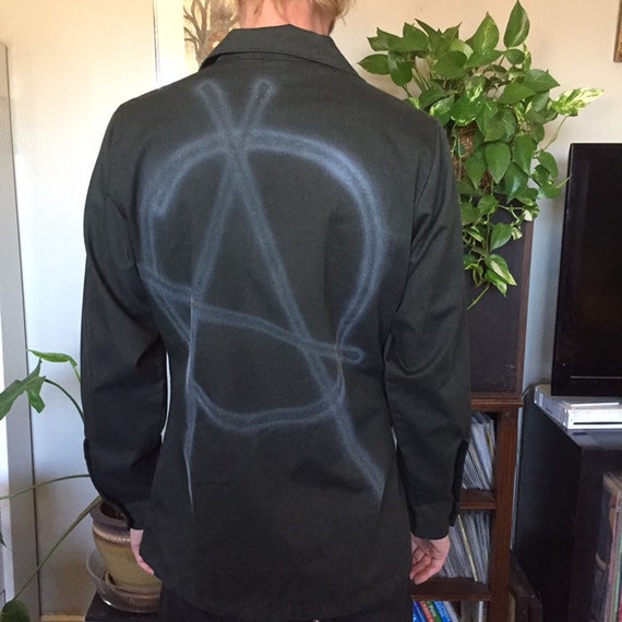 Military button down shirt with Anarchy sign