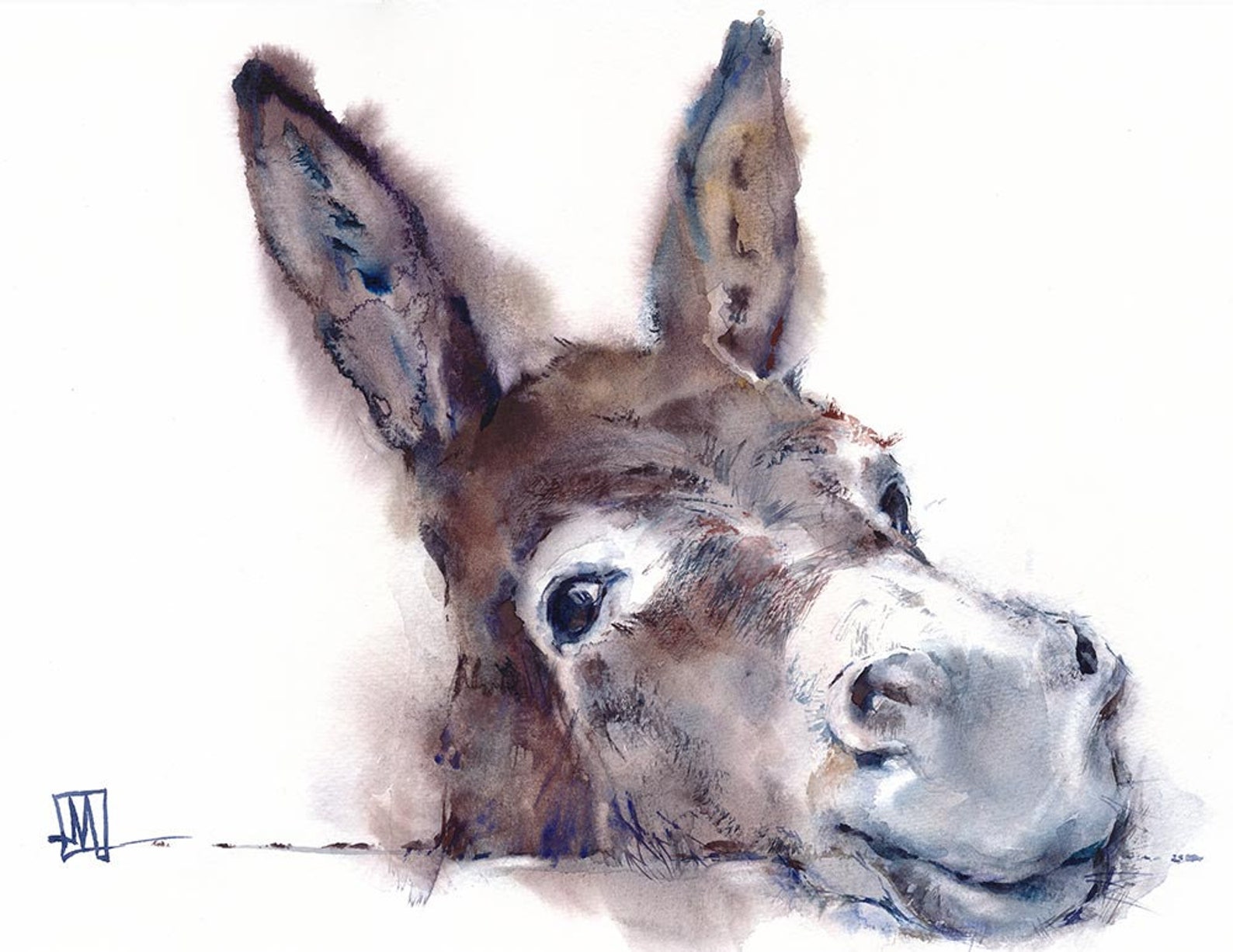 Positiver Esel Aquarell Fine Art Print vom Original | Etsy