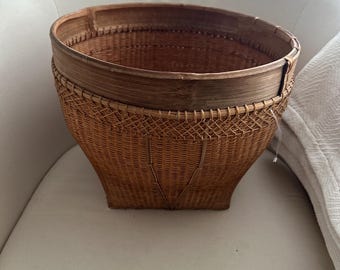 cesta de bambú vintage soporte para plantas