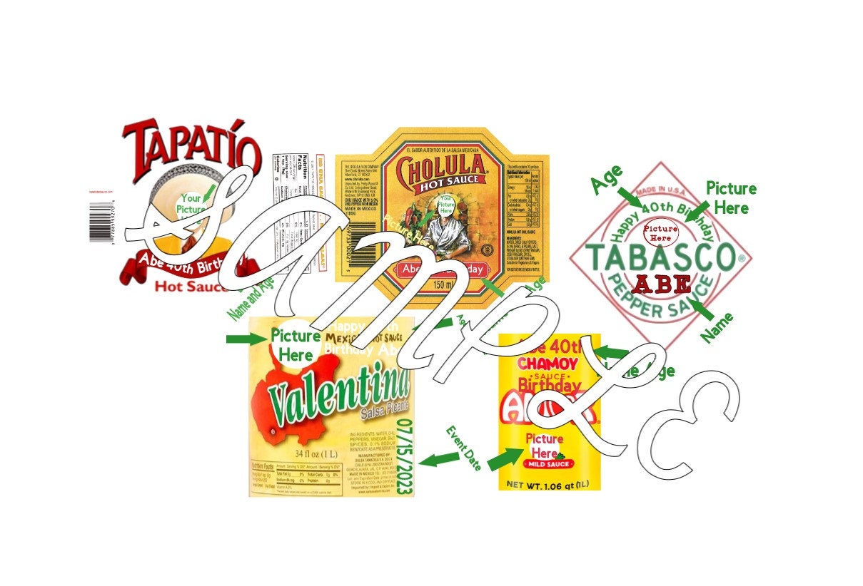 Hot Sauce Tapatio Chamoy Tabasco Valentina Cholula Hot Sauce Labels