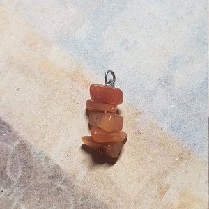 Genuine Carnelian Chips Charm/Pendant made with Oxidized Silver-tone Base Metal Findings **Select Jump Ring to add onto Necklaces/Bracelets*