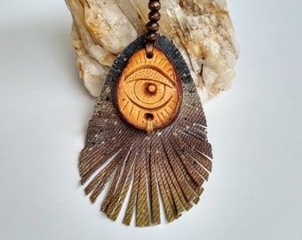 Carved avocado pit - all seeing eye - avocado necklace - avocado - avocado jewelry - avocado stone - festival jewelry - third eye