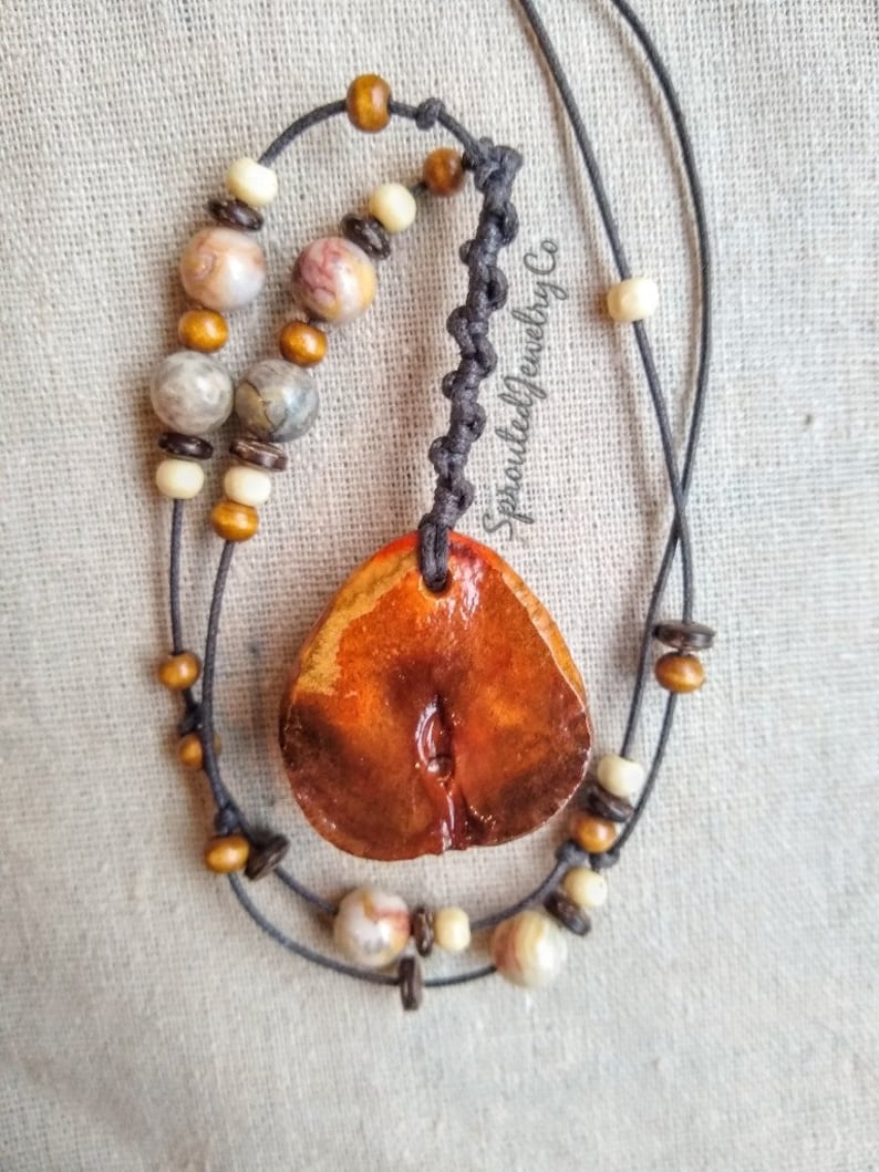 Rustic necklace necklace wood jewelry avocado necklace wood necklace avocado jewelry avocado avocado stone rustic jewelry