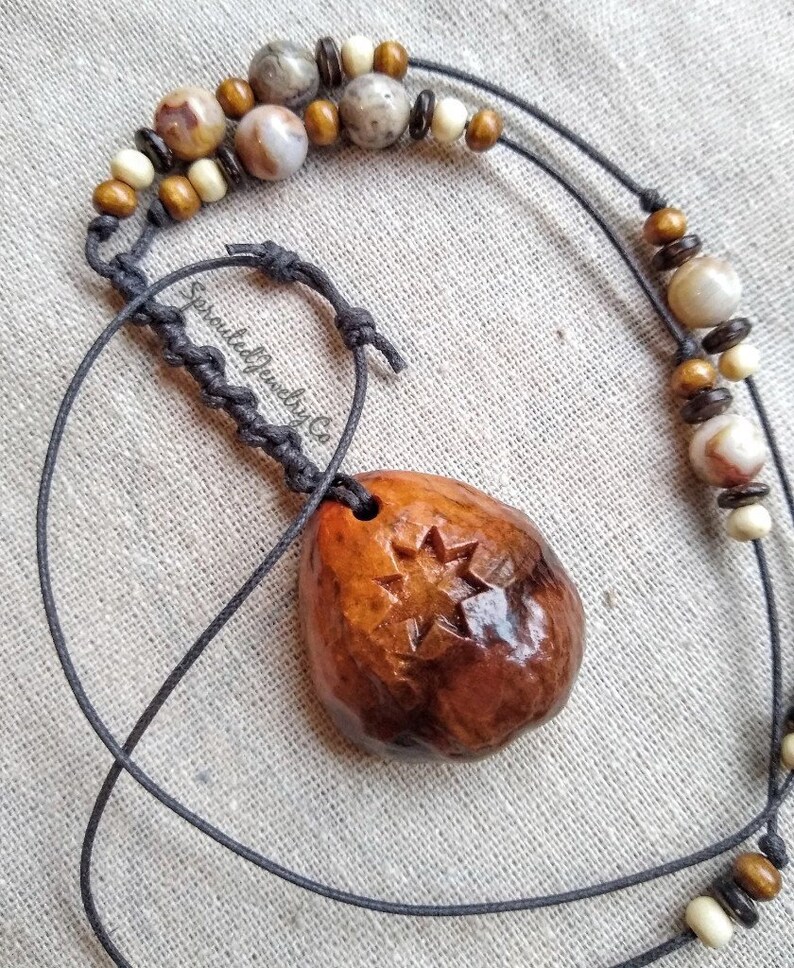 Rustic necklace necklace wood jewelry avocado necklace wood necklace avocado jewelry avocado avocado stone rustic jewelry