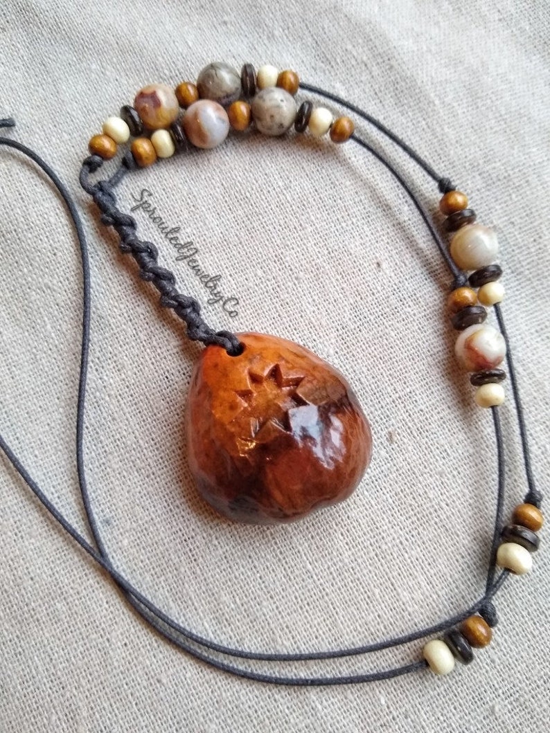 Rustic necklace necklace wood jewelry avocado necklace wood necklace avocado jewelry avocado avocado stone rustic jewelry