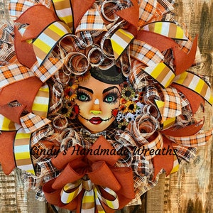 Scarecrow Wreath, Halloween Wreath, Home Décor, Farmhouse Décor, Porch Décor, Wall Art, Scarecrow, Halloween, UITC, Green Eyed Scarecrow