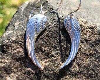 Goddess Designs / Detailed Angel Wing Sterling Silver Earrings / Sterling Silver Angel Wing / Angel Wing Earrings
