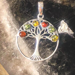 Acomo / Baltic Amber Tree of Life Sterling Silver Pendant