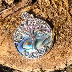 Goddess Designs / Detailed Tree of Life with Abalone Sterling Silver Pendant