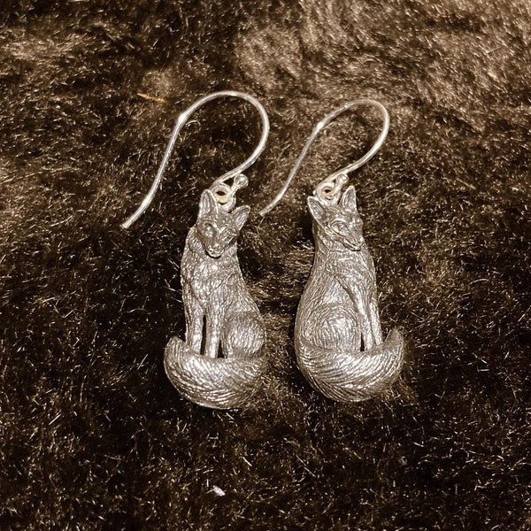 Goddess Designs / Detailed Fox Sterling Silver Earrings