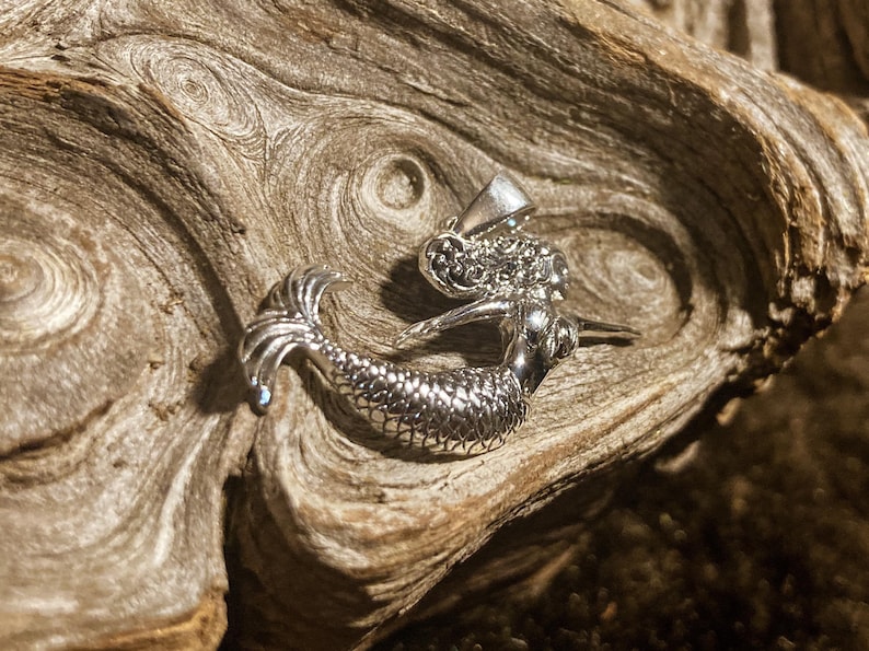 Goddess Designs Detailed Mermaid Swimming Sterling Silver Pendant