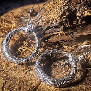 Goddess Designs / Detailed Ouroboros Snake Sterling Silver Earrings