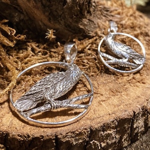 Goddess Designs / Detailed Raven Sterling Silver Pendant and Charm (( Sold Separately ))