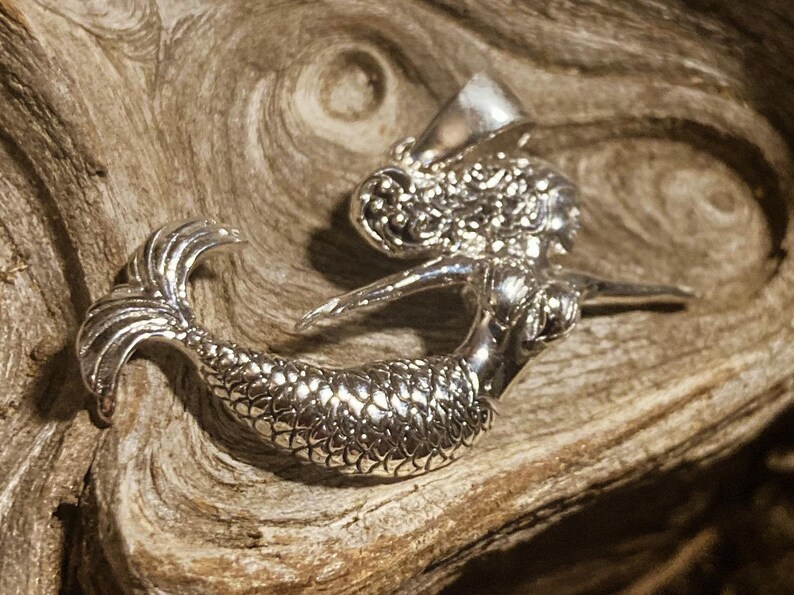 Goddess Designs Detailed Mermaid Swimming Sterling Silver Pendant