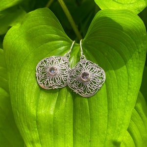 Goddess Designs / Detailed Mystic Topaz Sterling Silver Filigree Earrings