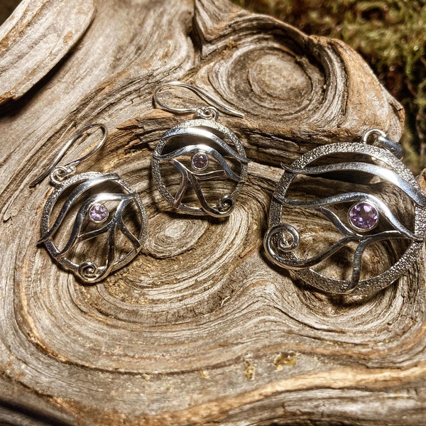 Goddess Designs / Detailed Eye of Ra Amethyst Sterling Silver Jewelry Set (( Sold Separately ))