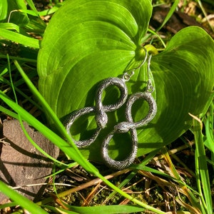 Goddess Designs / Detailed Infinity Ouroboros Snakes Sterling Silver Earrings