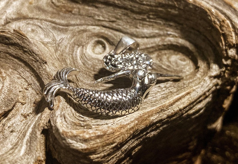 Goddess Designs Detailed Mermaid Swimming Sterling Silver Pendant