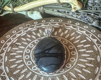 Precious Treasures / Picasso Jasper Sterling Silver Oval Pendant